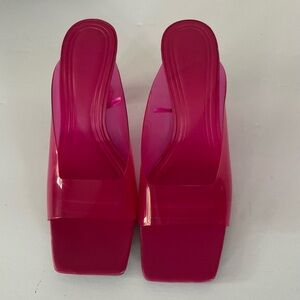 Zara hot pink Lucite Square Toe Mule Heel size EU 39 US